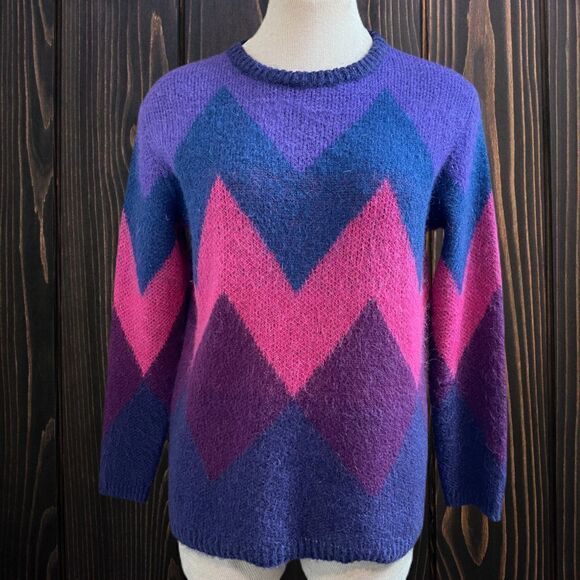 GEMELLI Made In Italy Chevron Mohair Sweater Size Small - Picture 1 of 11